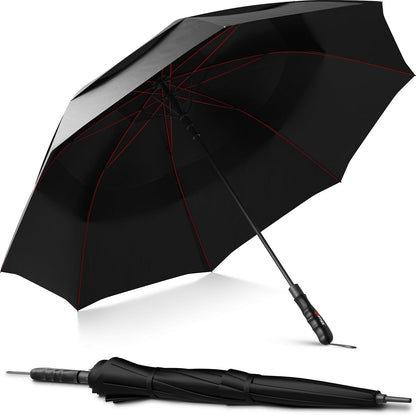 Repel Umbrella Extra Large Windproof Golf Umbrella - Covers 2 People - 60" Wide Vented Double Canopy with Reinforced Fiberglass Ribs, Waterproof Coated Canopy