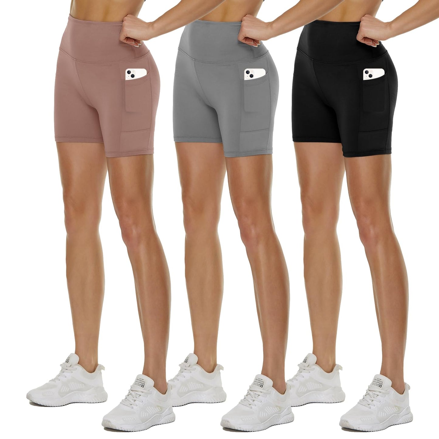 QGGQDD 3 Pack High Waisted Biker Shorts for Women – 3"/ 5"/ 8" Black Workout Yoga Compression Tummy Control Shorts for Running Clothing