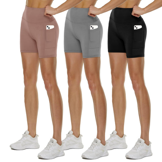 QGGQDD 3 Pack High Waisted Biker Shorts for Women – 3"/ 5"/ 8" Black Workout Yoga Compression Tummy Control Shorts for Running Clothing