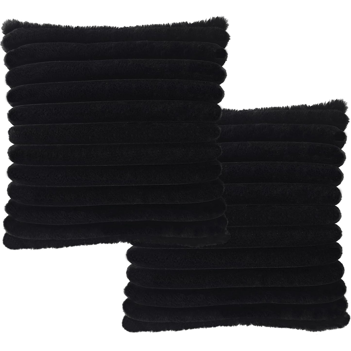 Bunliuys 2 Pack Pillow Covers, 20x20 Faux Fur Square Throw Pillow Covers for Living Room Decorations Throw Pillow Case, Throw Pillow Cover Cushion Cover for Home Sofa Bedroom Car, Black
