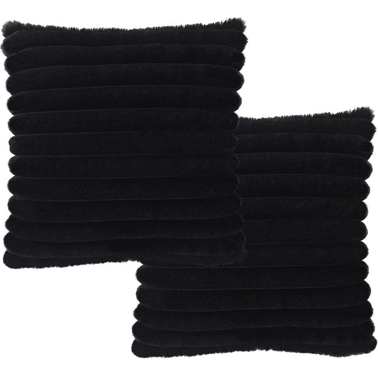 Bunliuys 2 Pack Pillow Covers, 20x20 Faux Fur Square Throw Pillow Covers for Living Room Decorations Throw Pillow Case, Throw Pillow Cover Cushion Cover for Home Sofa Bedroom Car, Black