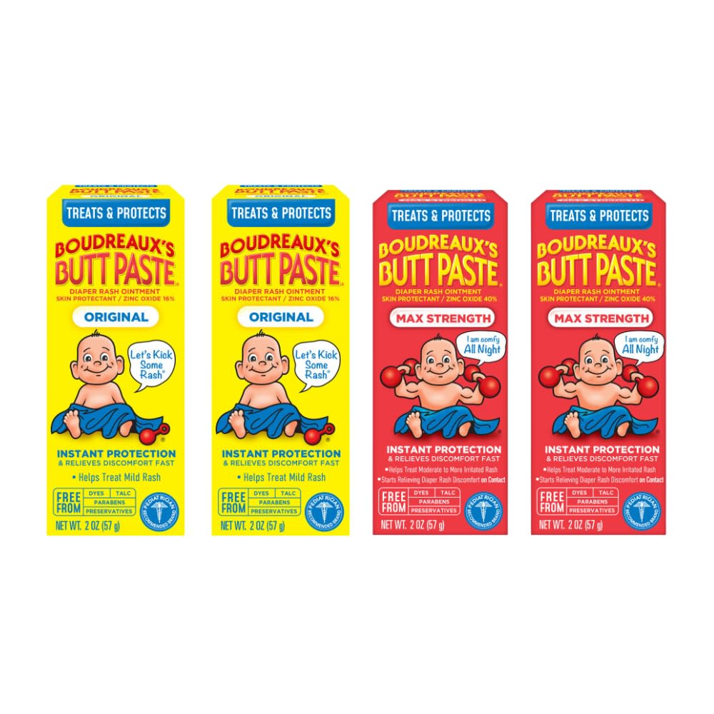 Boudreaux's Butt Paste Butt Paste Diaper Rash Ointment, Variety Pack, Original & Maximum Strength (2oz, 2 of each)