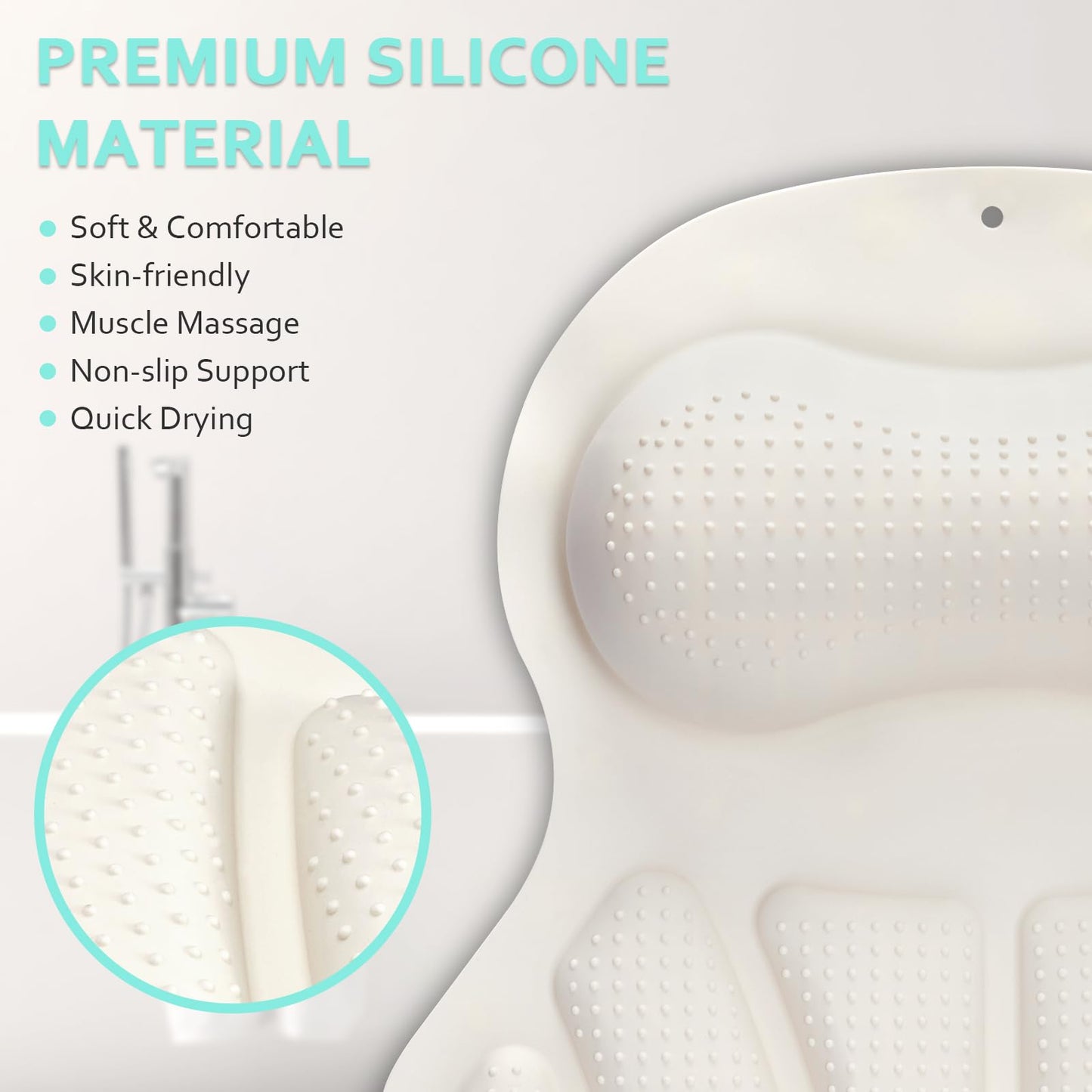 Tiktiger Bath Pillows for Tub Head Neck and Back Support,Relaxing Ergonomic Silicone Bath Pillow with Multiple Non-Slip Suction Cups,Luxury Bathtub Pillow Bath Accessories Spa Gifts for Women Mom