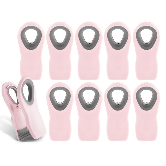 COOK WITH COLOR Bag Clips with Magnet- Food Clips, Chip Clips, Bag Clips for Food Storage with Airtight Seal Grip for Bread Bags, Snack Bags and Food Bags (Beige and Pink, Pack of 10)
