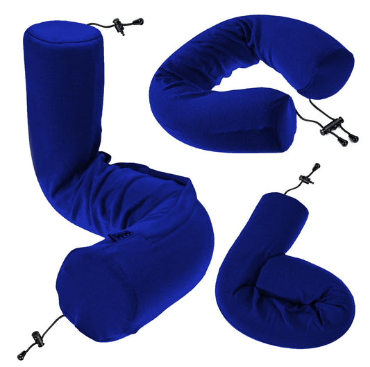 Dot&Dot Twist Memory Foam Travel Pillow for Airplanes - Travel Neck Pillow for Sleeping - Airplane Pillow for Neck Support, Chin, Lumbar and Leg - Adjustable, Bendable Neck Roll Pillow