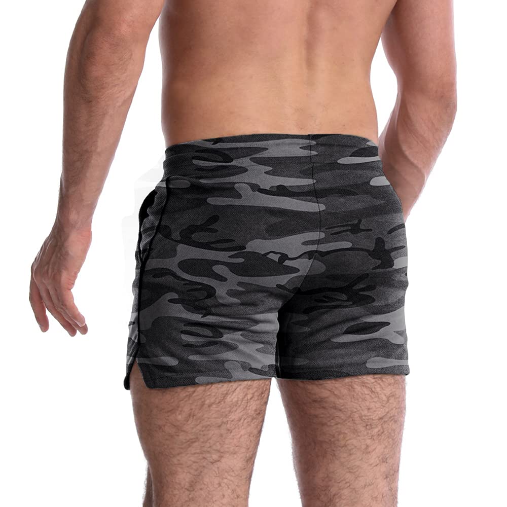 EVERWORTH Men's 5 Inch Inseam Workout Shorts Athletic Gym Bodybuilding Casual Running Camo US L