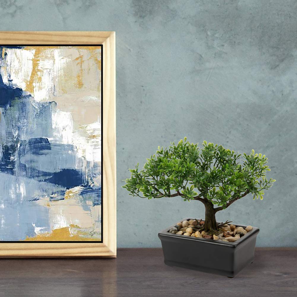Artificial Bonsai Tree Juniper Faux Plants Indoor Small Fake Plants Decor with Ceramic Pots for Home Table Office Desk Bathroom Shelf Bedroom Living Room Farmhouse Decorations
