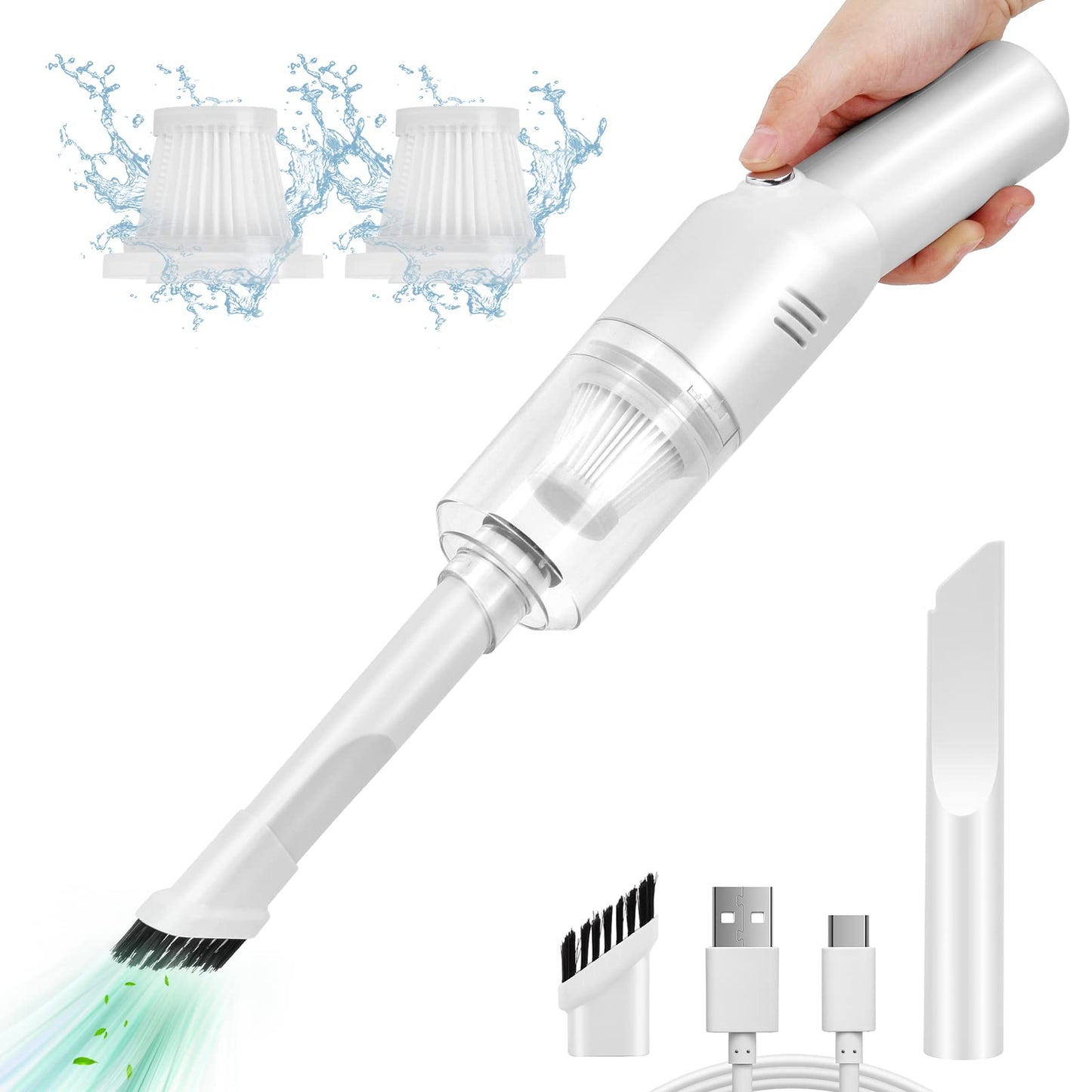 Portable Mini Car Vacuum Cleaner, High Power Cordless(400g) Handheld Rechargeable Vacuum Cleaner for Desk V06