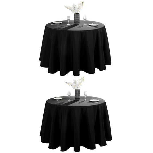 Vidafete 2 Pack 120inch Round Tablecloth Polyester Table Cloth，Stain Resistant and Wrinkle Polyester Dining Table Cover for Kitchen Dinning Party Wedding Rectangular Tabletop Buffet Decoration (Black)