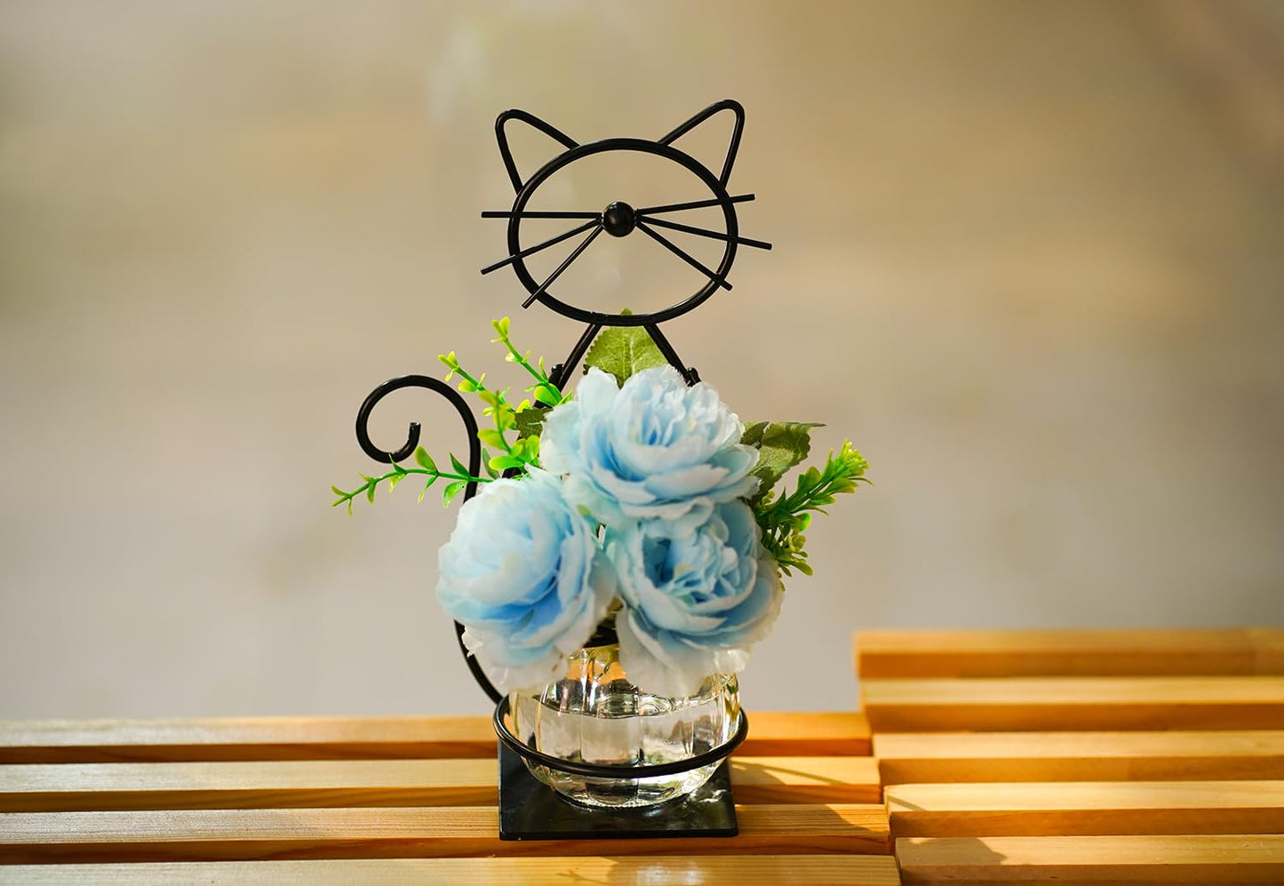 WSgift Desktop Glass Planter Vase Holder, Modern Creative Cat Plant Terrarium Metal Stand for Hydroponics Plants Home Garden Wedding Decoration Outdoor Planter Ideas