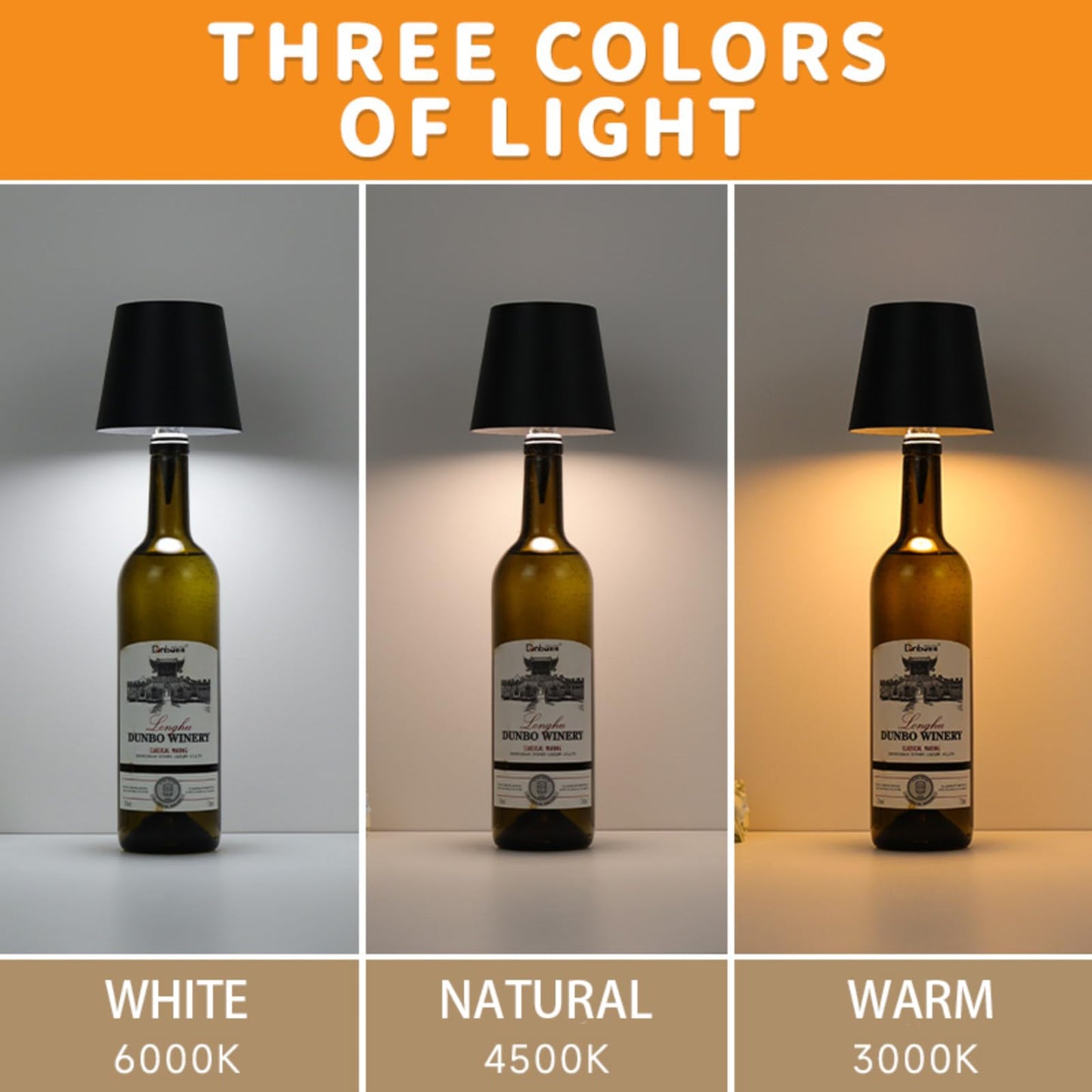 TTLYUGN Wireless Bottle Lamp, Rechargeable 3 Color Stepless Dimming LED Wine Lights, Touch Control Desk Kit for Bar & Restaurant - Green