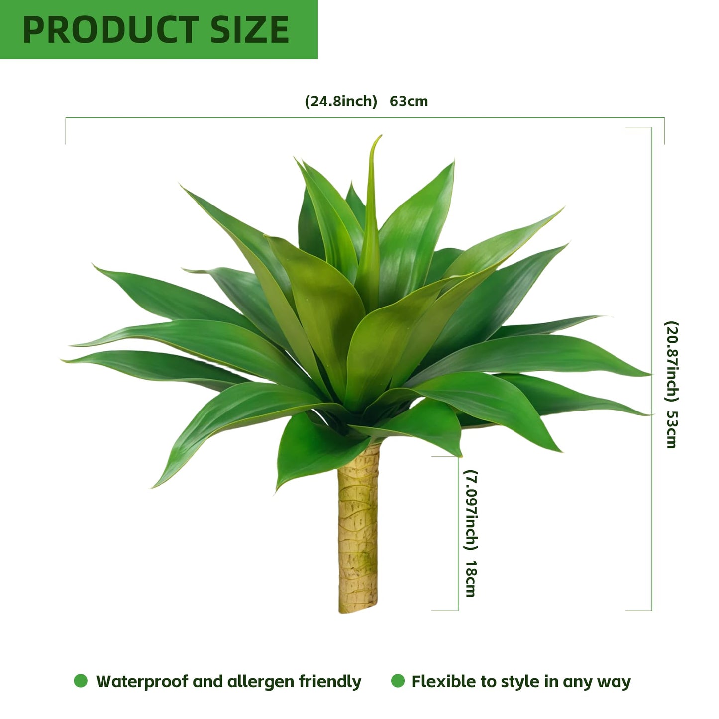 ENALGRE Artificial Flowers for Outdoors Artificial Agave Fake Plants Faux Agave Artificial Plants Outdoor Fake Flowers Outdoor Faux Plants Indoor Uv Resistant Artificial Plants 28''(Green 2pcs)