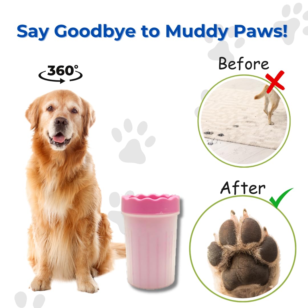 Freelax Portable Dog Paw Cleaner - Premium Quality, Eco-Friendly Silicone, Blue, Medium + Large Size for Pet Supplies and Accessories (Pink)