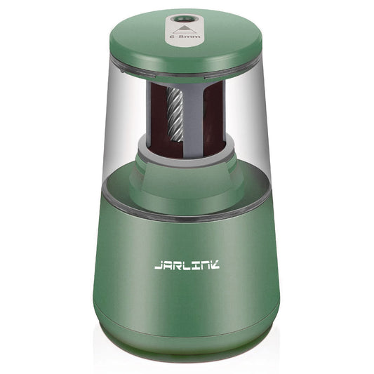 JARLINK Electric Pencil Sharpener, Heavy-Duty Helical Blade to Fast Sharpen, Auto Stop for No.2/Colored Pencils(6-8mm), AC Adapter/Battery Operated in School Classroom/Office/Home (Black)