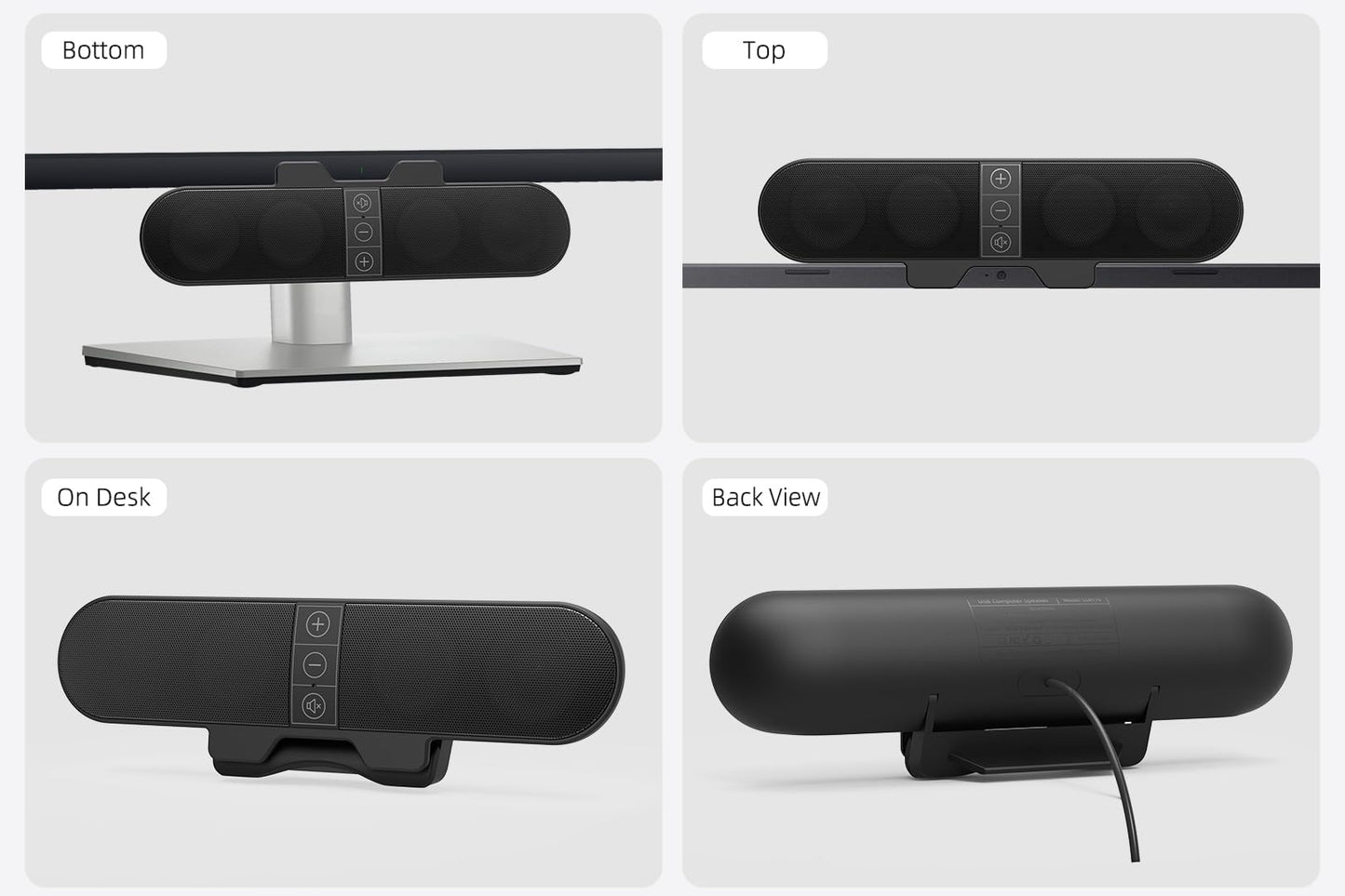 Computer Speakers for Desktop PC Monitor, USB Plug-in, Wired, Computer Soundbar for PC, Laptop Speakers with Adaptive-Channel-Switching, Loud Sound, Deep Bass, USB C Adapter, Easy to Clip on Monitor