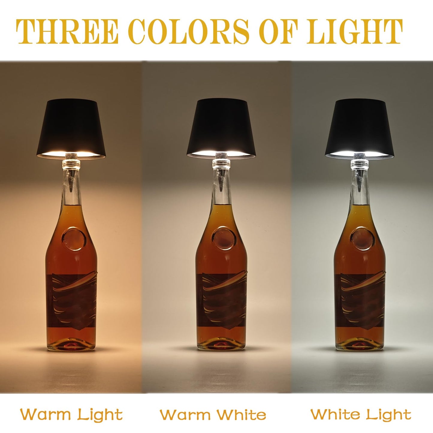 Wireless Bottle Lamp, 2025 New 3 Color Stepless Dimming Wireless Wine Bottle Lamp, USB Rechargeable Wine Bottle Lights, Touch LED Wine Bottle Lamp with for Home,Bar,Camping,Travel (Blue)