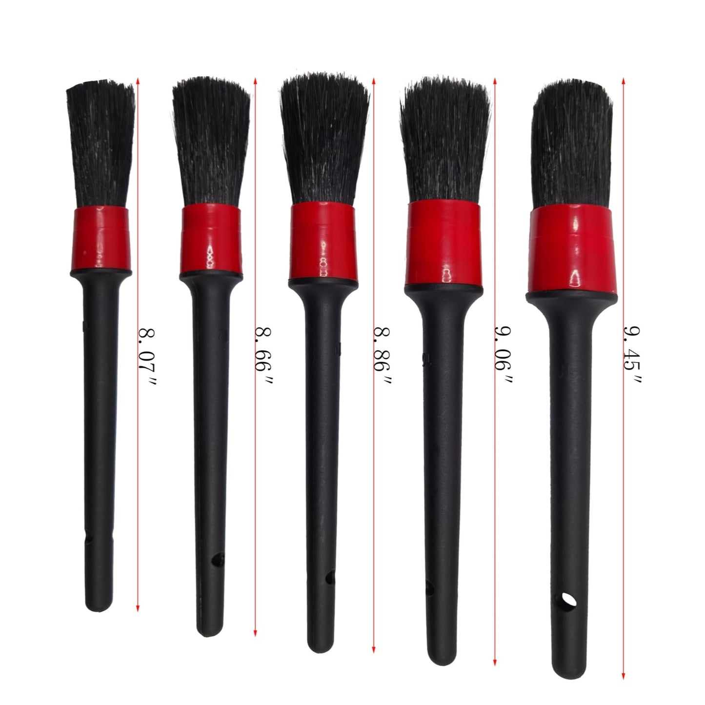 Car Detailing Brush Set of 5 - Soft Boar Hair, Car Wash Brush, Wheel Cleaner Brush, Car Dust Brush, Car Interior Leather Seat and Vent Brush, Car Detailing Kit