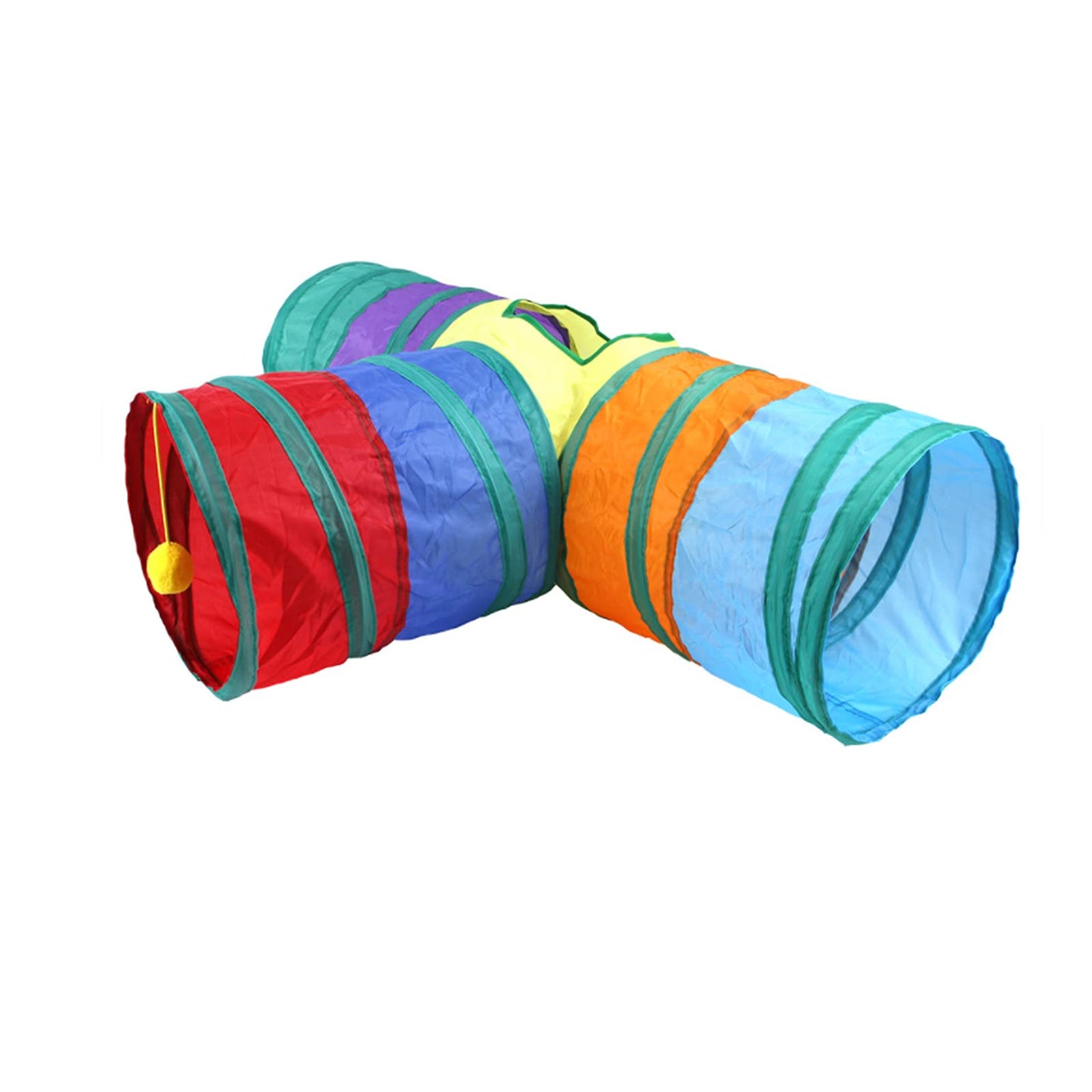 32Pcs Cat Toys Kitten Interactive Pet Toys Assortments, Foldable Rainbow Tunnel, Teaser Wand Fluffy Mouse Crinkle Balls Bell Play for Puppy Kitty (3 way)