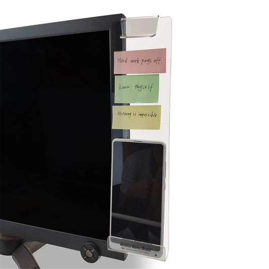 MINSA Fashion Multifunction Utility Acrylic Transparent Computer Monitors Side Panel/Memo Pads/Message Boards/Sticky Boards for Computer Screen, 1 Set (Left & Right) (Phone Holder)