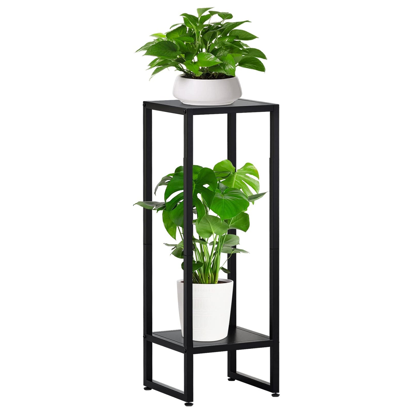 37.4" Tall Plant Stands Indoor, Plant Stand indoor Tall ,Plant Pedestal stand,Black Metal Plant Stands Indoor, 2- Tier Modern Corner Plant Stand Rack Shelves , Square Plant Tables for Corner Living