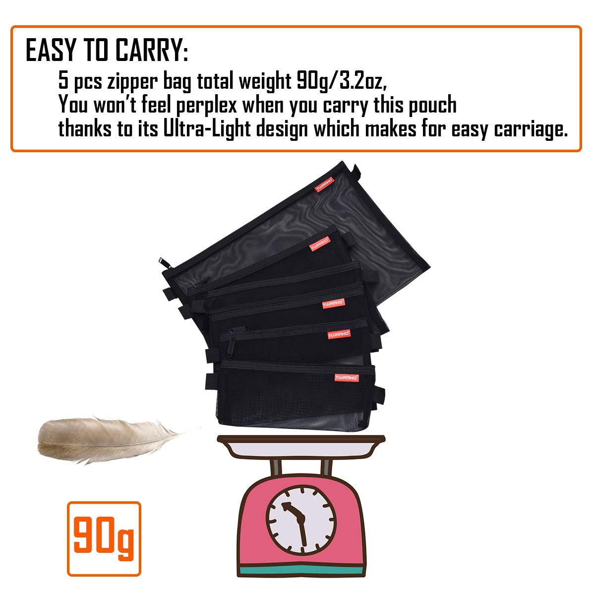 Pendancy Mesh Zipper Pouch 5pcs Lightweight Nylon File Folders Document Organizer Cosmetic Bags Accessories Storage for Travel and Office Supplies (Black, A4 A5 A6)