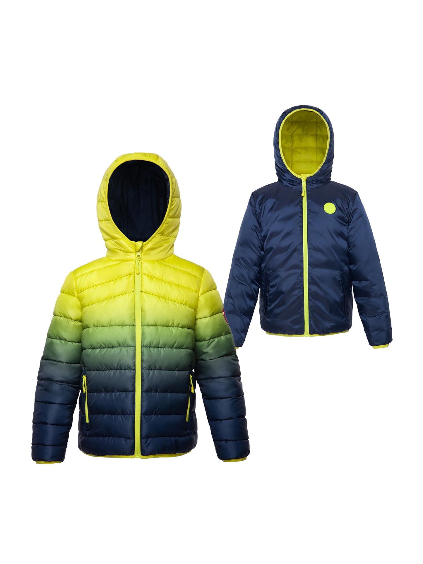 Rokka&Rolla Boys' Reversible Lightweight Puffer Jacket Hooded Water-Resistant Winter Coat