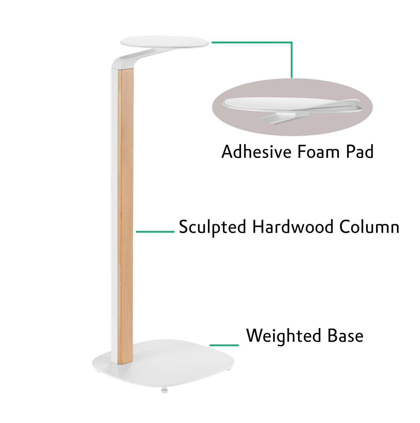 ynVISION.DESIGN Wood Speaker Stands | Pair | Max 22 LBS per Stand | Compatible with Sonos Era 300 and Most Bookshelf Speakers | 31 inches Tall | Foam Pad - Built in Cable Management | White and Beech