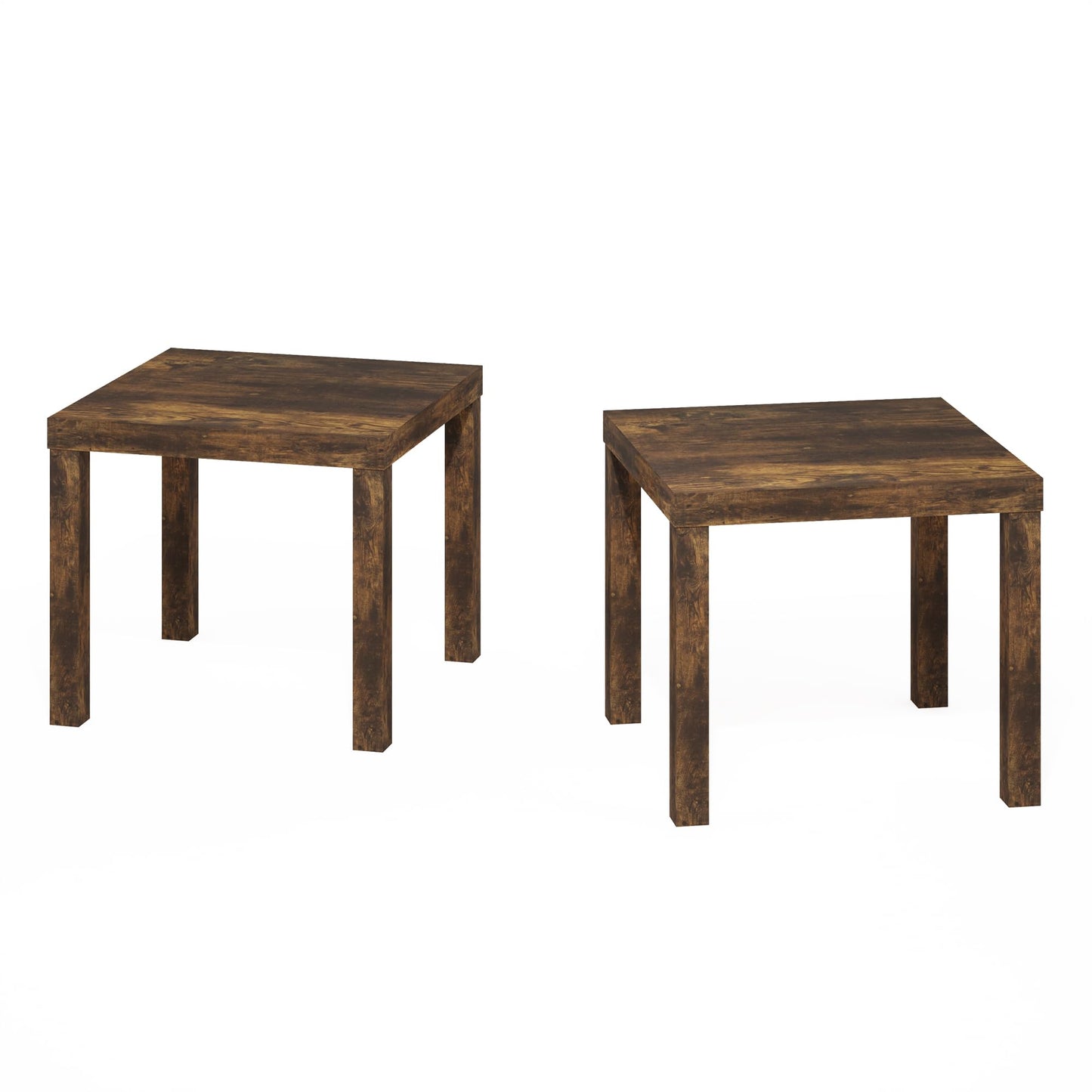 Furinno Classic Homey Square Side Table, Set of 2, Amber Pine