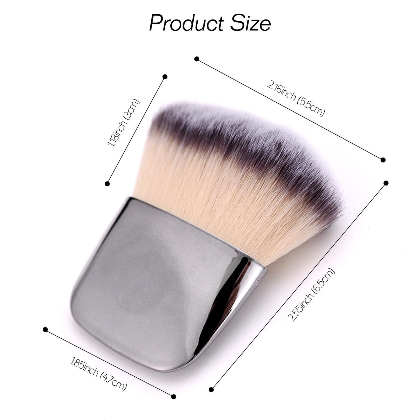 Jaasuee Makeup Brushes Set, Mini Multi-functional Loose Powder and Blush Brush, Portable Soft Hair Beauty Tool (Silver)