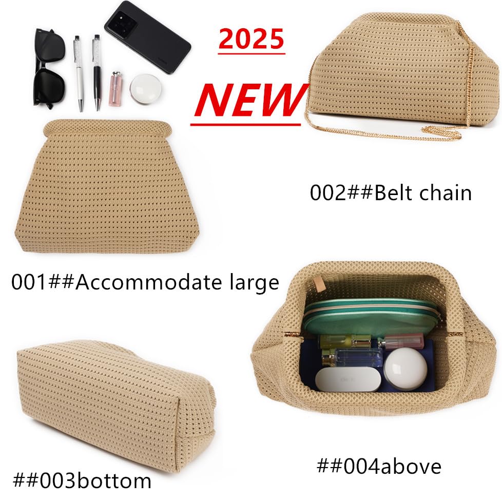 DIHKLCIO Summer Beach Woven Clutch Purses for Women 2025 Cloud Dumpling Pouch Purse Crossbody Bag Handbag Crochet Stripped yellow