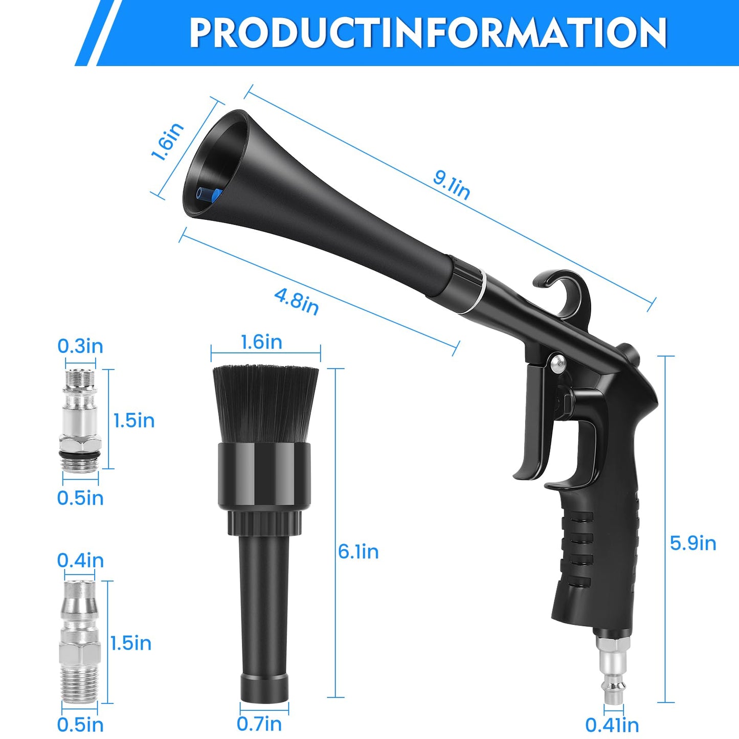 IPELY Car Cleaning Gun, High Pressure Car Blow Gun for Car Detailing, Quickly Clean and Dry Car Surfaces with Strong Air