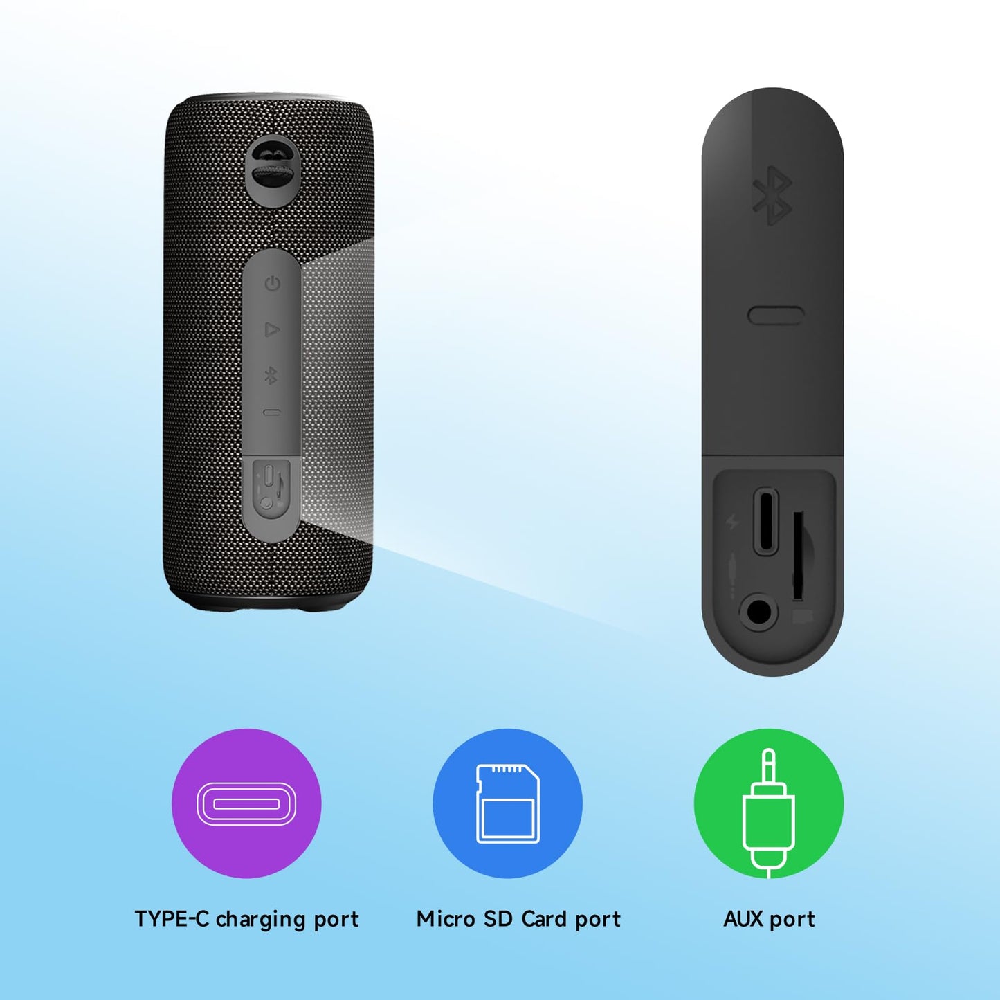 TAZATA Portable Bluetooth Speaker, 30W 360° Surround Sound IPX7 Waterproof Wireless Golf Speakers,Outdoor Loud TWS Speaker,for Beach,Party,Camping Gift,8H Playtime