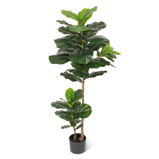 FLOWORLD Fiddle Leaf Fig Tree Artificial Plant 4FT Tall Faux Plants Indoor Fake Ficus Lyrata Plant in Pot Artificial Fig Trees for Home Office Store Room Decor Indoor Outdoor Housewarming Gift