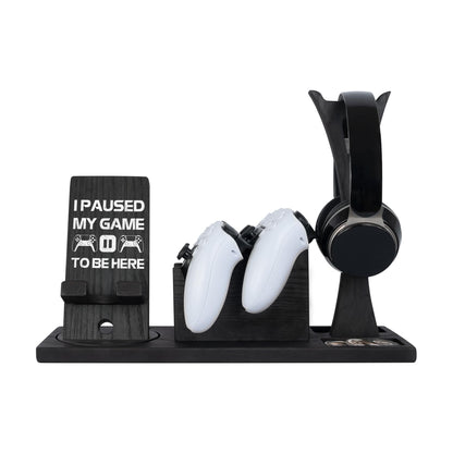 Gamer Gift for Men Teenager Boy, Unique Gaming Organizer with Headphone Holder, Rotatable Phone Stand & Controller Stand. Best Gamer Idea to Display Big Passion for Gaming - Funny Paused My Game