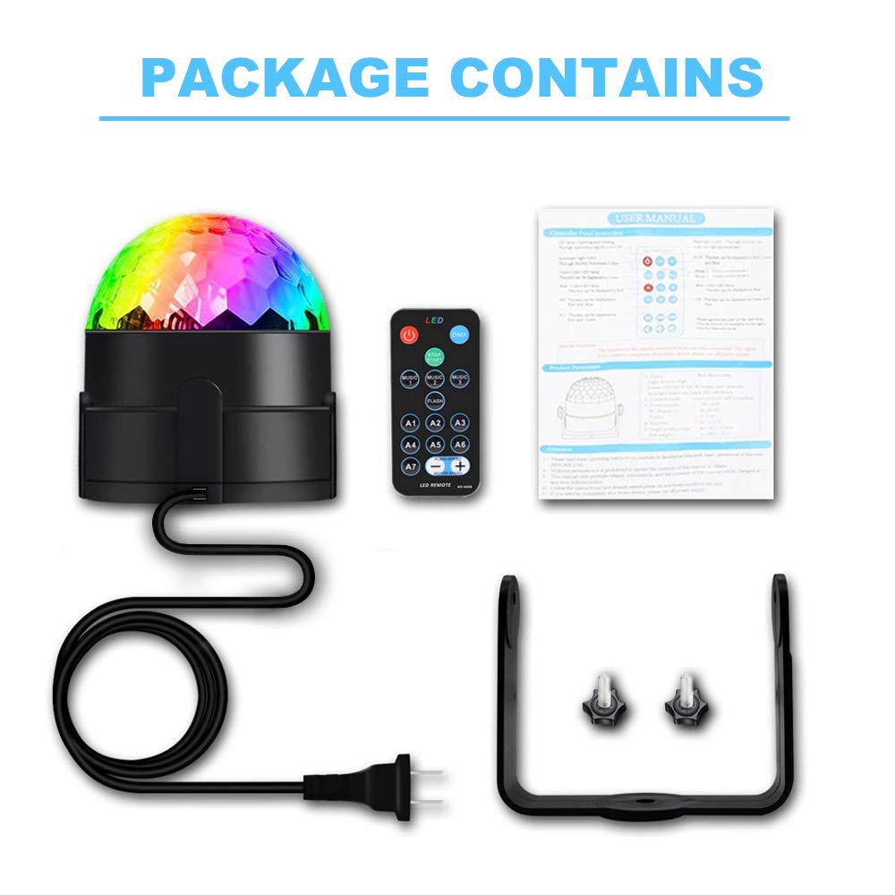 Party Disco Ball Dj Dance Lights Disco Strobe Rave Sound Activated Projector Effect Stage Light Remote Control for Birthday Xmas Wedding Bar Kids Christmas Glow Party