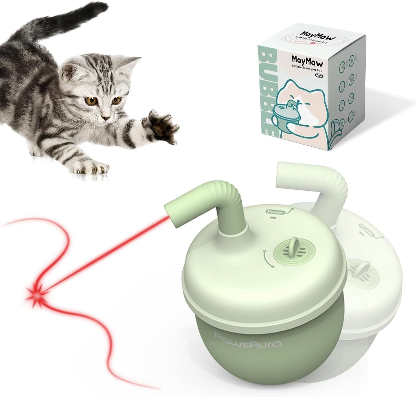 estbicn Automatic Laser Cat Interactive Toy - Self-Balancing 360° Auto-Spin Laser Pointer with Catnip Hole, Triple-Sensory – Kitten Sight, Smell & Touch, Boredom Relief Toys for Indoor Adult Cats