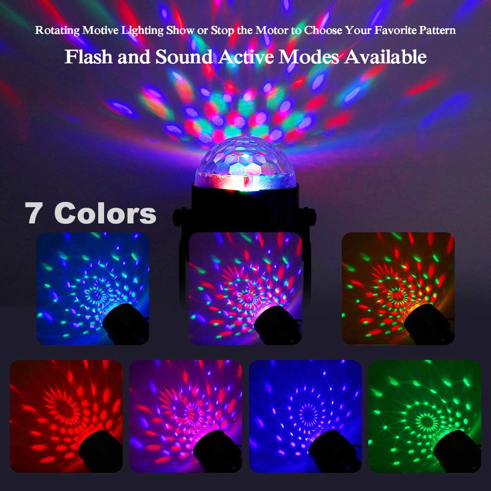 Party Disco Ball Dj Dance Lights Disco Strobe Rave Sound Activated Projector Effect Stage Light Remote Control for Birthday Xmas Wedding Bar Kids Christmas Glow Party