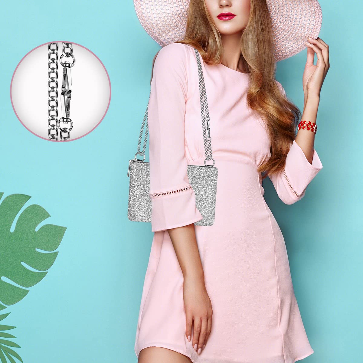 GM LIKKIE Crossbody Clutch Purse for Women, Glitter Evening Bag, Sequin Wedding Handbag for Party (Silver)