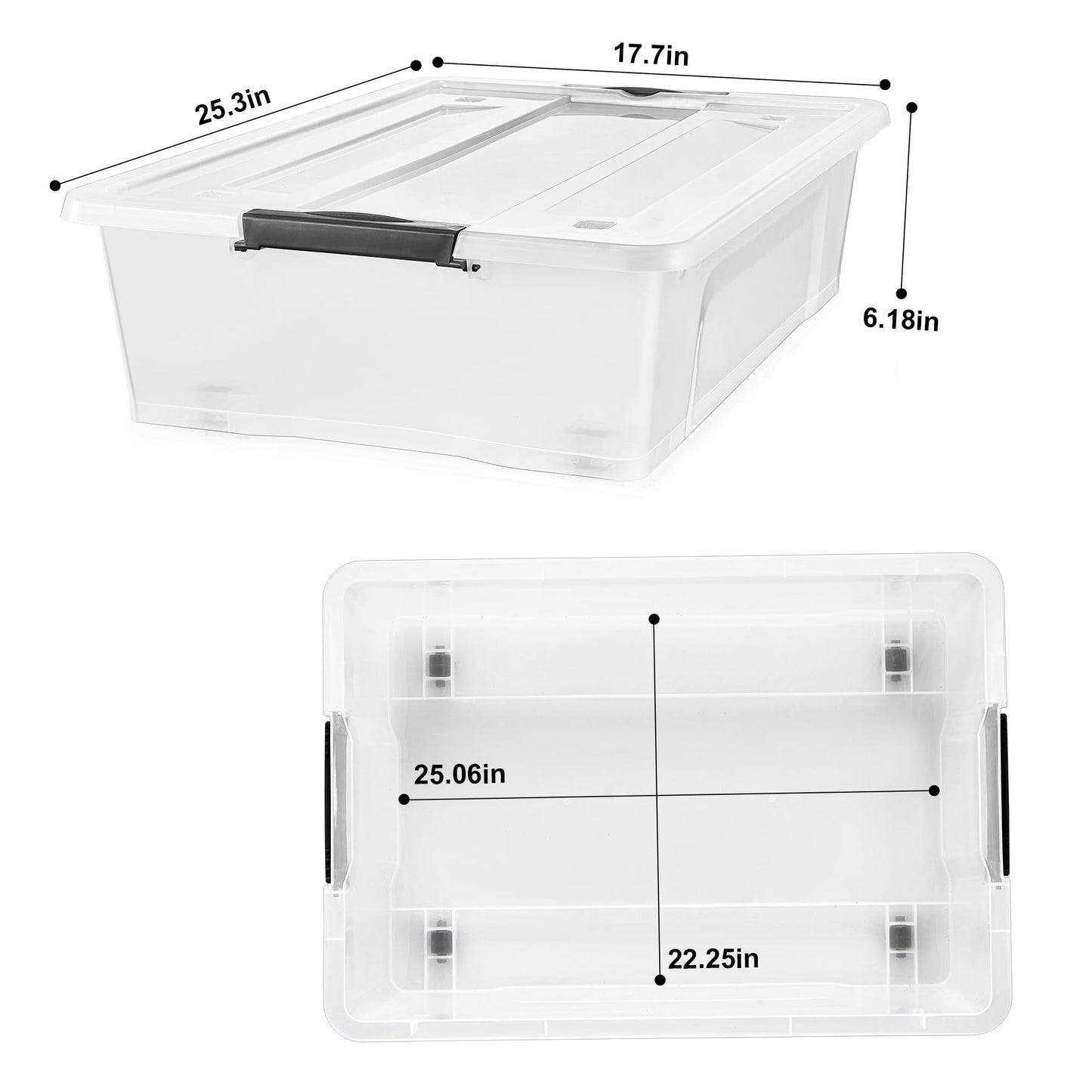 Sorbus 40 Qt Plastic Storage Bins with Lids for Under Bed Storage - Clear, Stackable Storage Containers, Large Organizing Boxes, Heavy Duty Totes for Clothes, Dorm Essentials (2 Pack)