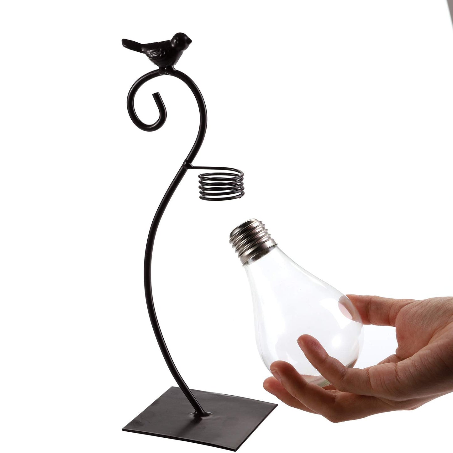 Suwimut 2 Pack Desktop Planter Hydroponics Vase, Plant Propagation Station Planter Bulb Vase with Holder, Modern Creative Bird Plant Terrarium Stand for Home Office Table Decoration (Not Glass)