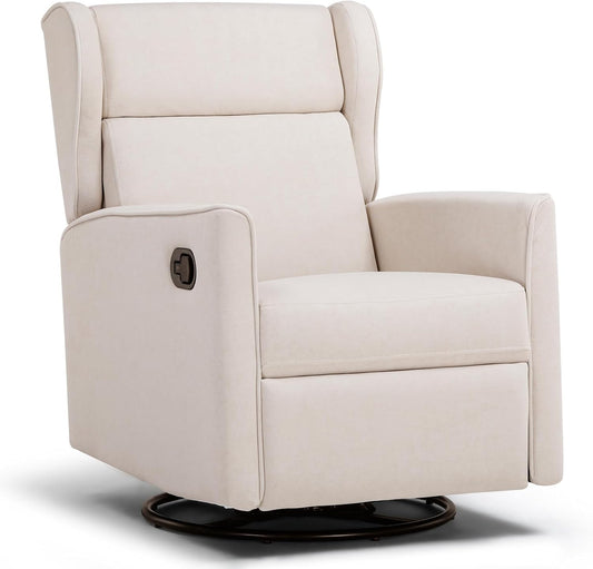COMHOMA Rocking Recliner Chair,Swivel Glider Reclining Single Sofa Manual Rocker Recliners,Nursery Rocking Chairs with Upholstered Seating for Living Room Office(Beige)