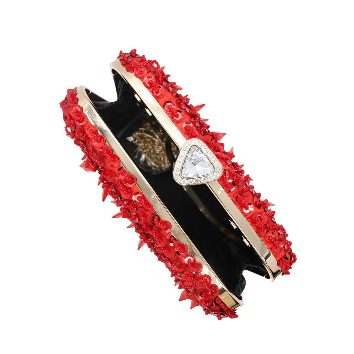 RomanticDesign Women Bling Evening Bag Fashion Embroidered Beaded Sequin Clutch Cocktail Wedding Party Purse, Red