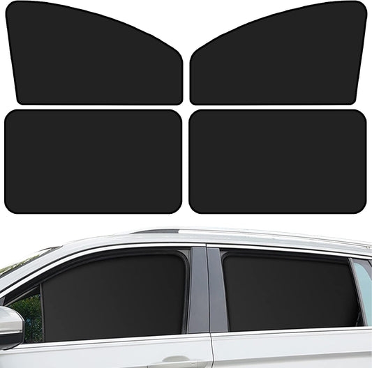 QUICTO Car Window Sun Shades, Car Window Sun Protection Cover, Car UV Protection Cover, Car Seat Full Sun Shield, Camping Available, Universal Car Interior Accessories ，Double-Sided Black (4pcs)