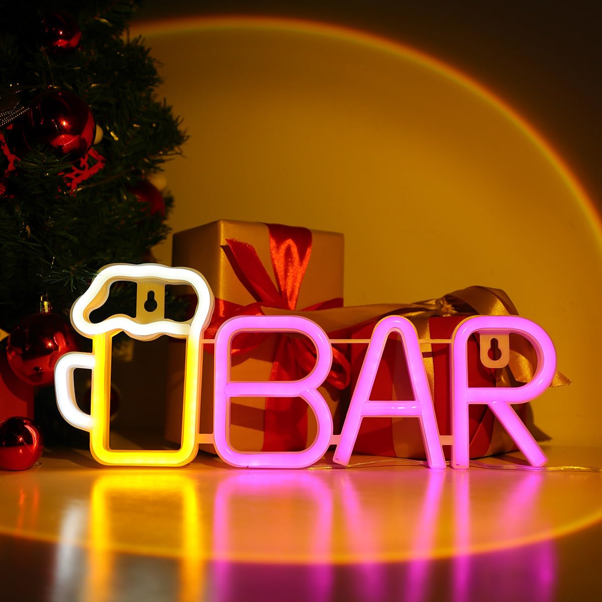ENUOLI Neon Bar Signs,Beer LED Light for Wall Decor, USB/Battery Powered Bar Neon Signs,Beer Light for Man Cave,LED Bar Signs for Home Bar, Bistro, Party, Club, Home Theater(Pink)