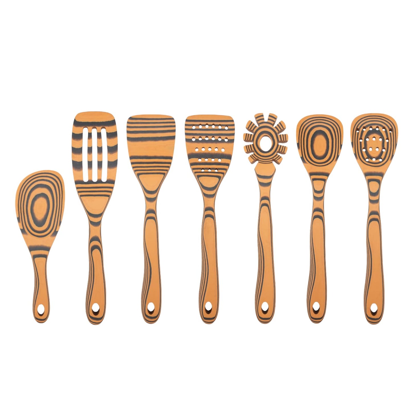 Dishwasher Safe & Maintenance Free Handcraft Wooden Cooking Spoon Set-Sturdy Wooden Spoons for Cooking, 7-Piece Wooden Kitchen Utensil Set for Nonstick Cookware, Heat Resistant