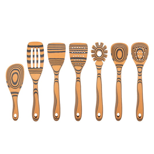 Dishwasher Safe & Maintenance Free Handcraft Wooden Cooking Spoon Set-Sturdy Wooden Spoons for Cooking, 7-Piece Wooden Kitchen Utensil Set for Nonstick Cookware, Heat Resistant