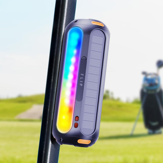 ABFOCE Magnetic Bluetooth Speaker, Golf Speaker with Solar Charging 30H Playtime, 7 Colorful Flashing Lights Outdoor Waterproof Portable Wireless, for Golf Cart Gifts Hiking Camping