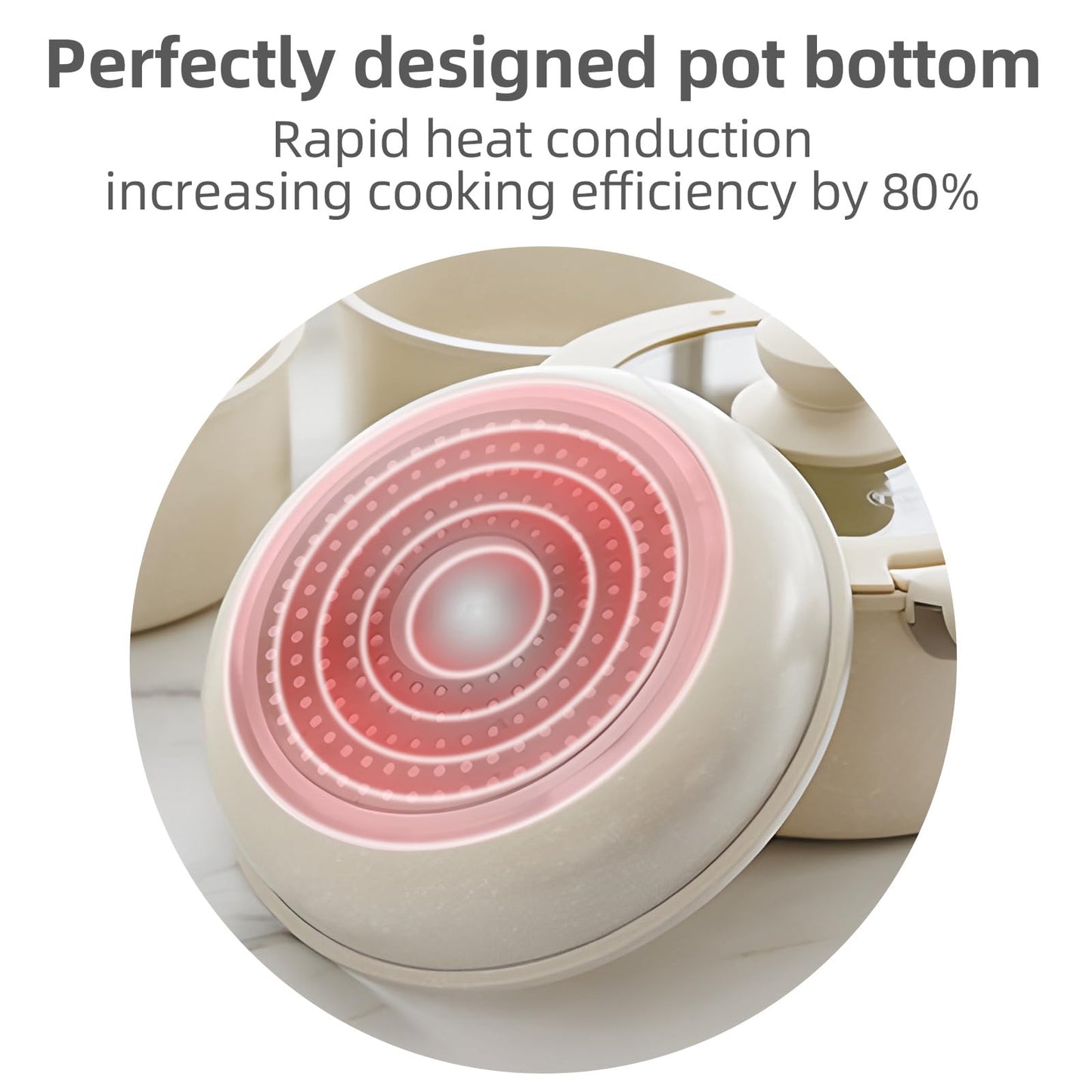 11 PCS pots and pans set, pots and pans set non stick, Removable Handles, Induction and Oven Safe Cookware Set, Dishwasher Safe, Cream