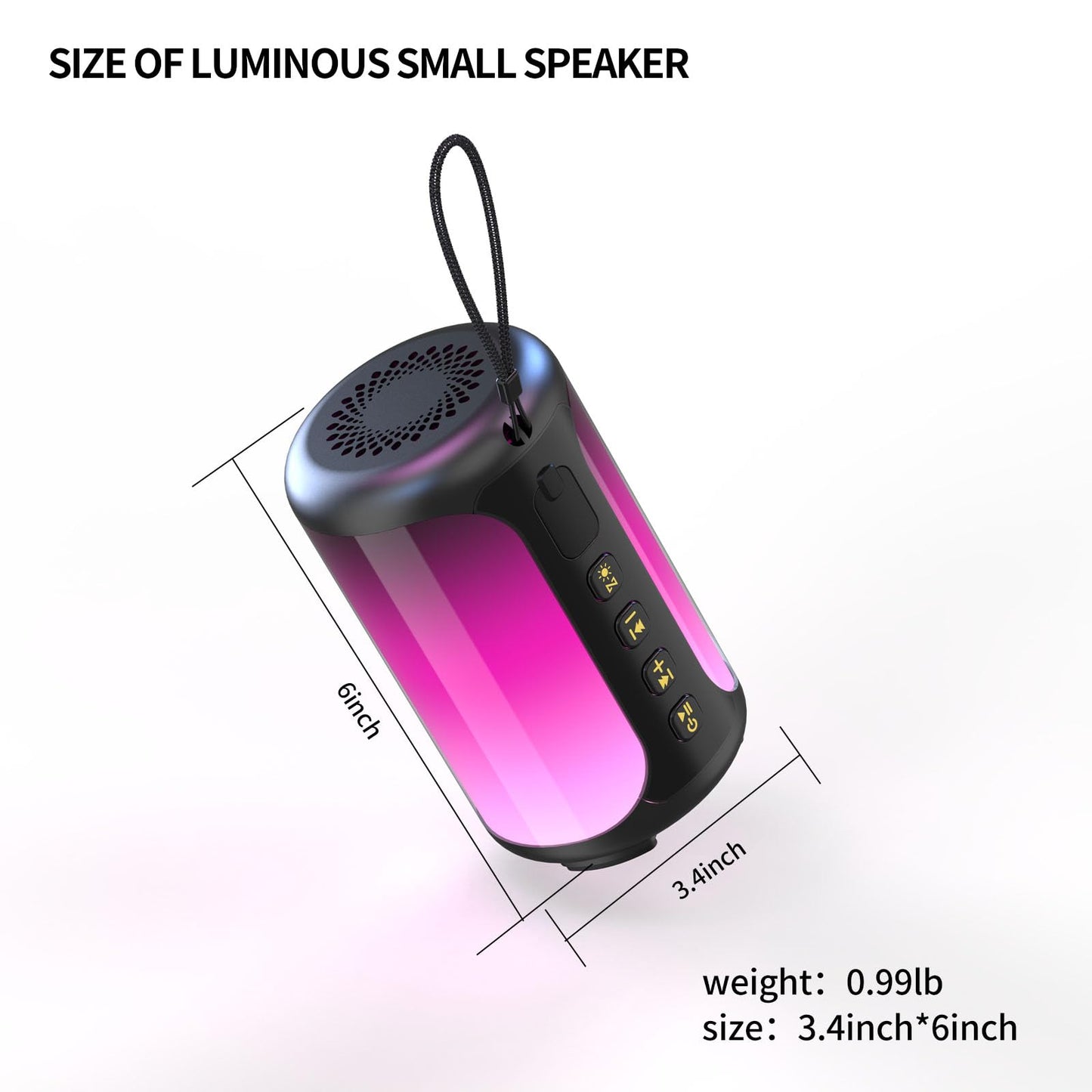 Jierben Portable Bluetooth Speaker, 3D Surround Sound, Bluetooth 5.4, LED Light, Wireless Stereo Pairing, 24 Hours Playing Time, IPX7 Waterproof, Suitable for Home/Outdoor/Party/Beach, Birthday Gift