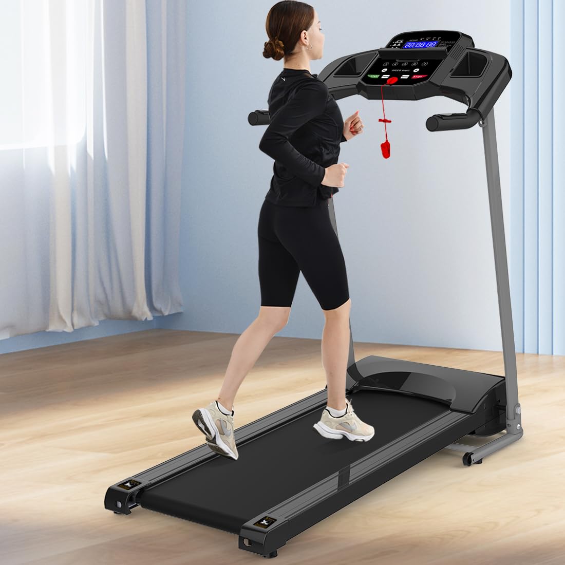 Vinnts Treadmill with Incline for Home 265 lbs Weight Capacity, Foldable with 3 Levels Incline, 0.5-7.5mph, 2.5HP Quite Portable Treadmill for Home and Office Small Space, Black